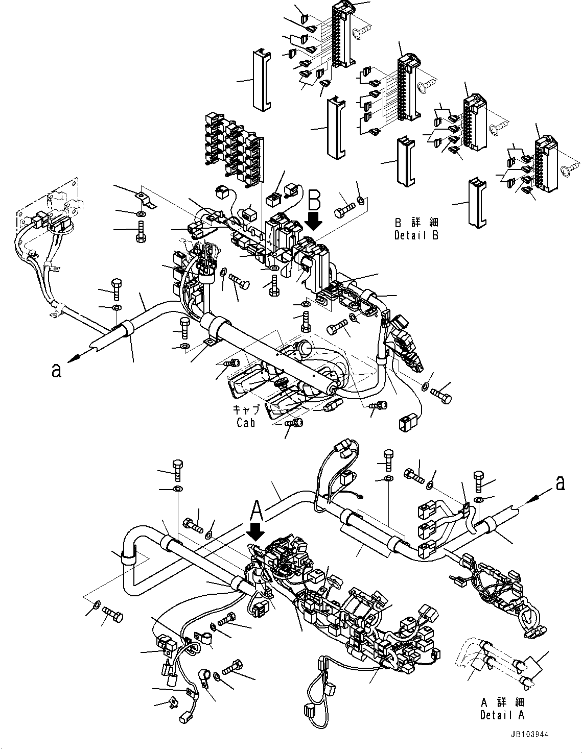 Komatsu parts book diagram for HD785-7 S/N 37001-UP (-40 deg C Spec.): CAB, WIRING HARNESS(#37001-)
