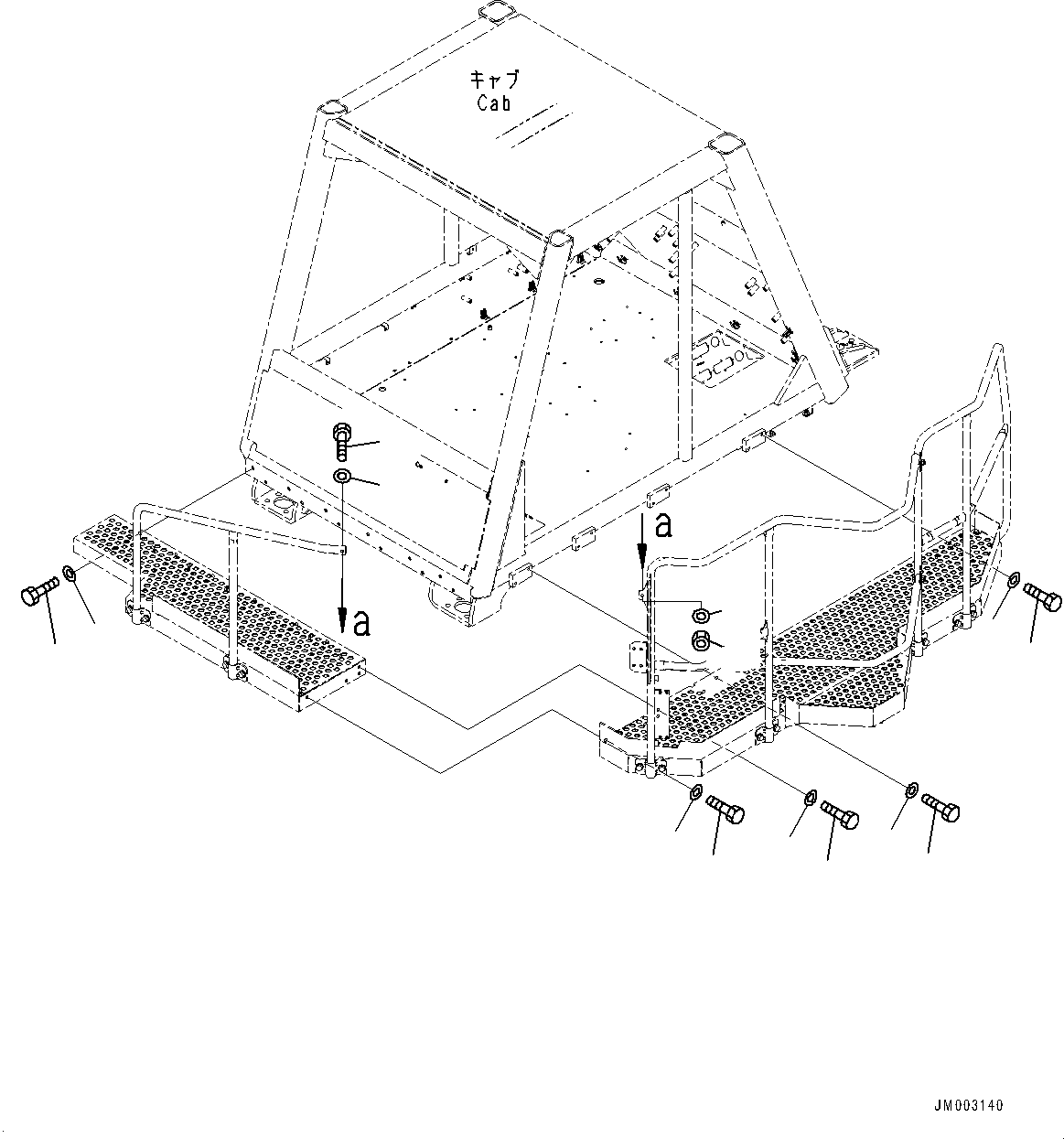 Komatsu parts book diagram for HD785-7 S/N 37001-UP (-40 deg C Spec.): CAB STEP, MOUNTING(#30001-)