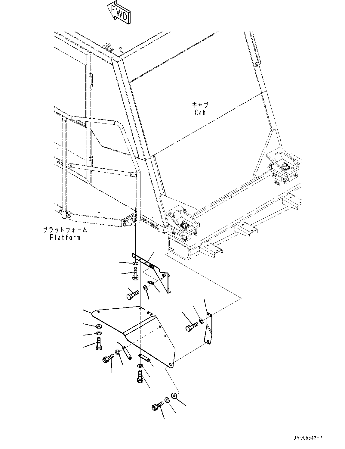 Komatsu parts book diagram for HD785-7 S/N 37001-UP (-40 deg C Spec.): CAB STEP, MUDGUARD(#30001-)