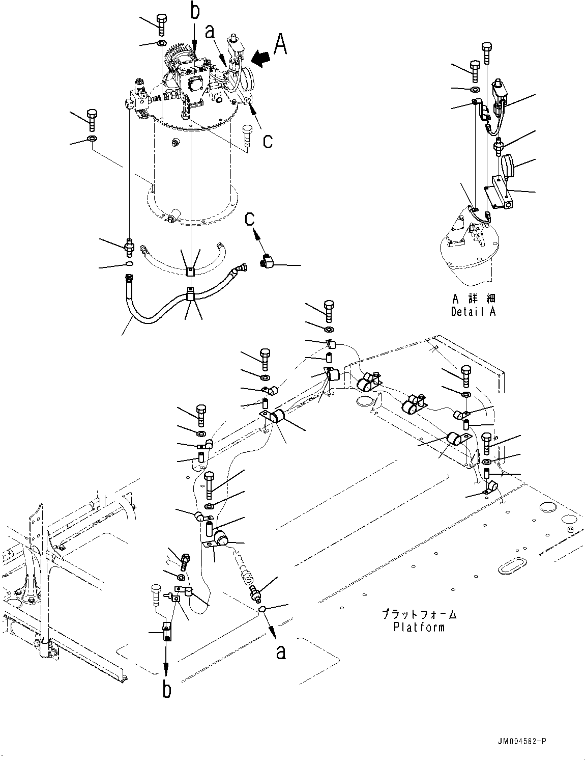 Komatsu parts book diagram for HD785-7 S/N 37001-UP (-40 deg C Spec.): PLATFORM GROUP, GREASE PUMP RELATED PARTS(#30001-33098)