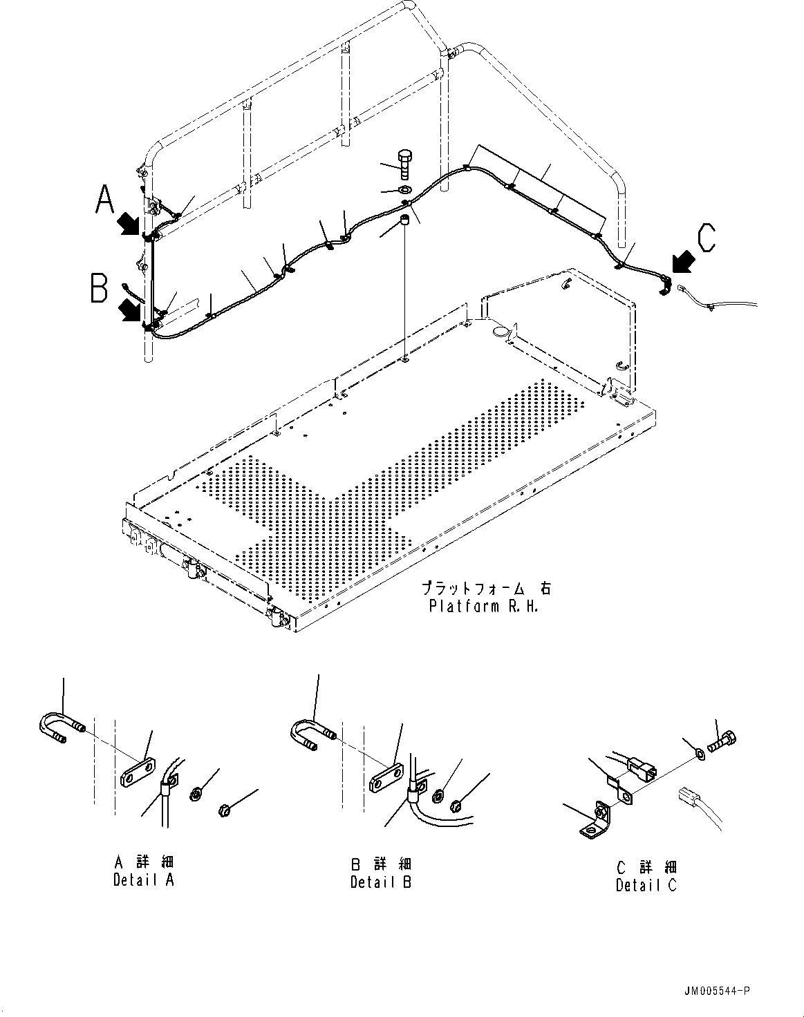 Komatsu parts book diagram for HD785-7 S/N 37001-UP (-40 deg C Spec.): SIDEVIEW MIRROR, WIRING HARNESS, R.H.(#30001-)