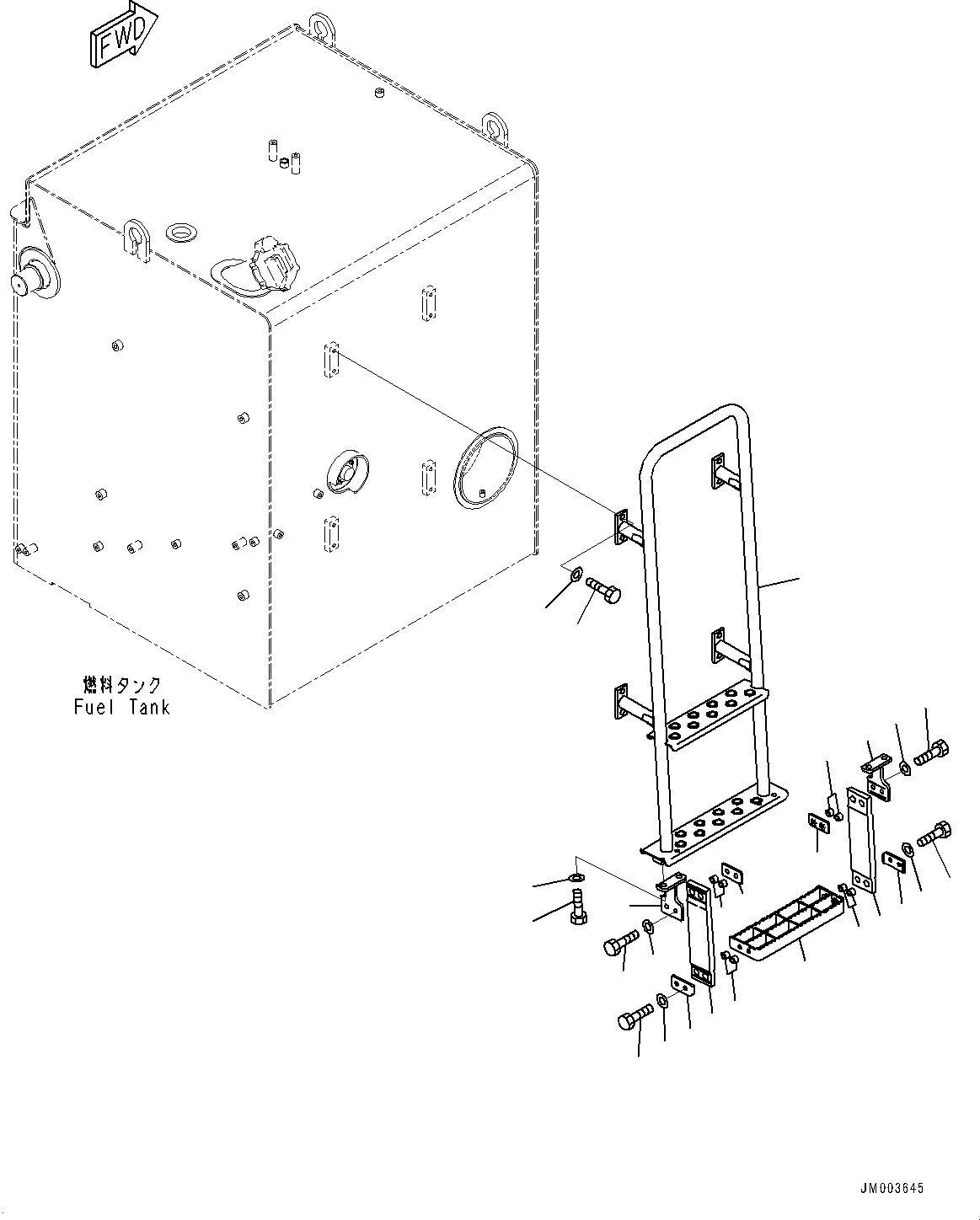 Komatsu parts book diagram for HD785-7 S/N 37001-UP (-40 deg C Spec.): FUEL TANK LADDER, (#30001-30694)