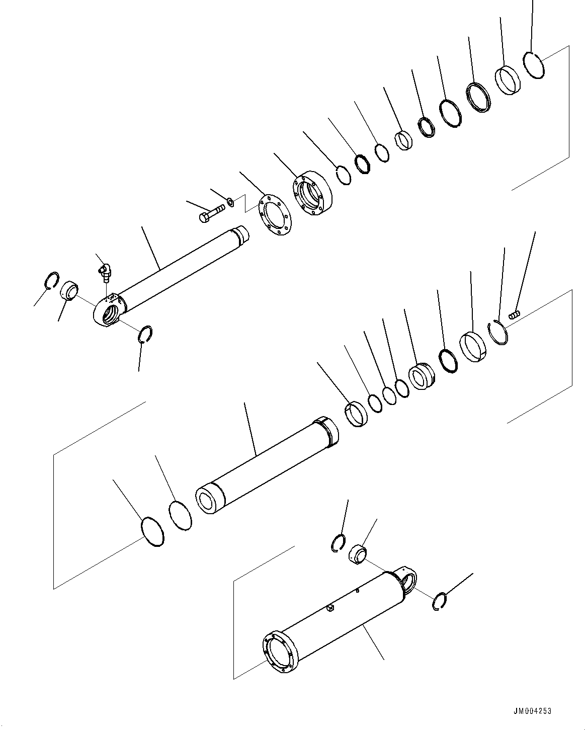 Komatsu parts book diagram for HD785-7 S/N 37001-UP (-40 deg C Spec.): HOIST CYLINDER, L.H.(#30001-31076)