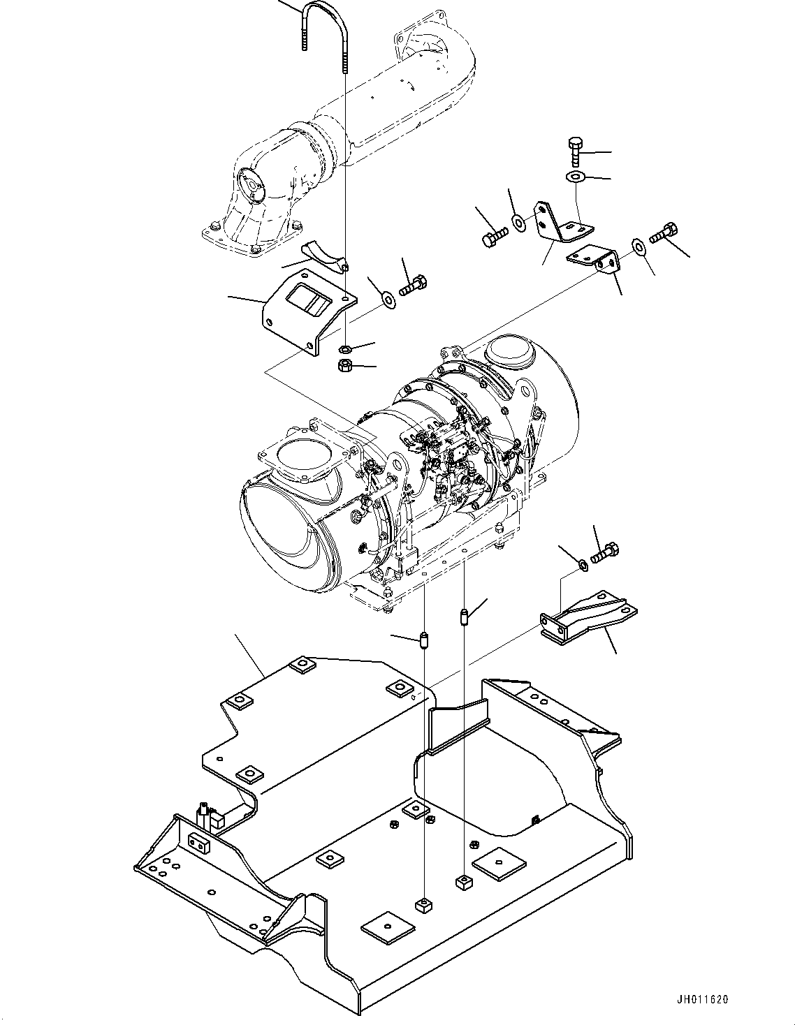 Komatsu parts book diagram for PC490LC-11 S/N 87001-UP: EXHAUST, BRACKET(#85161-)
