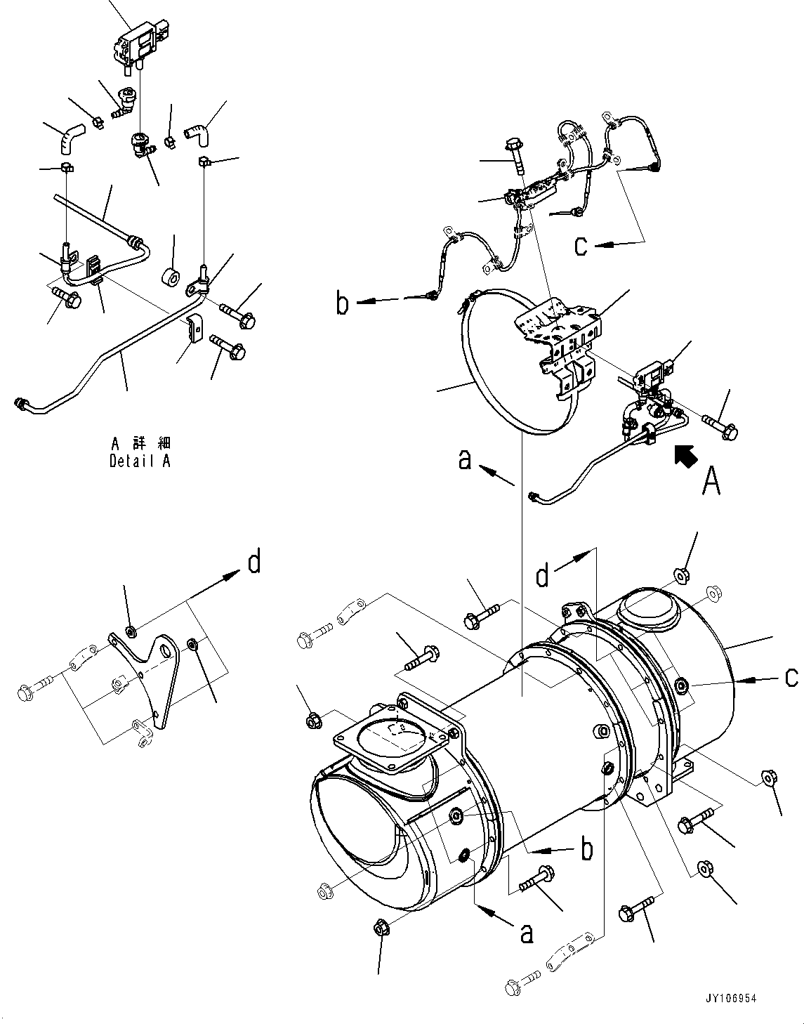 Komatsu parts book diagram for PC490LC-11 S/N 87001-UP: EXHAUST, INNER PARTS, KOMATSU DIESEL PARTICULATE FILTER (KDPF) (1/2)(#85161-)