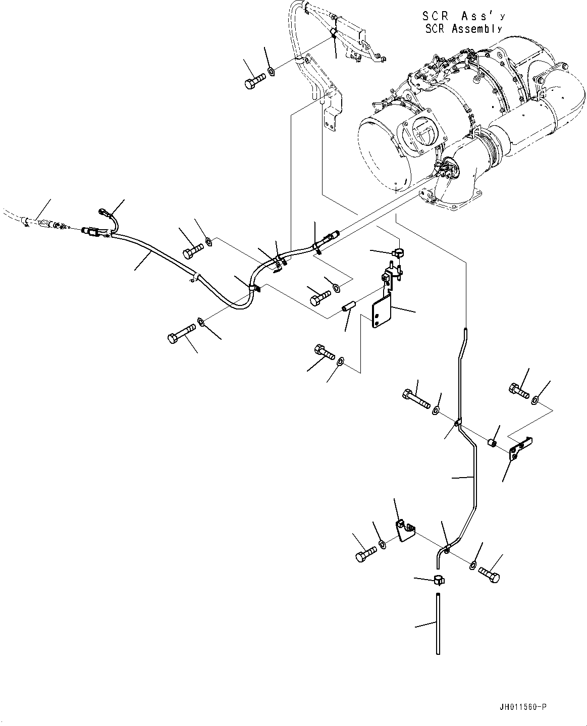 Komatsu parts book diagram for PC490LC-11 S/N 87001-UP: EXHAUST, SCR PIPING(#85161-)