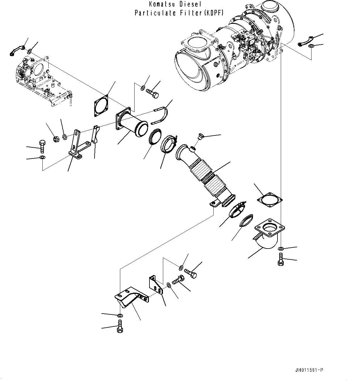 Komatsu parts book diagram for PC490LC-11 S/N 87001-UP: EXHAUST, TUBE AND BRACKET(#85161-)