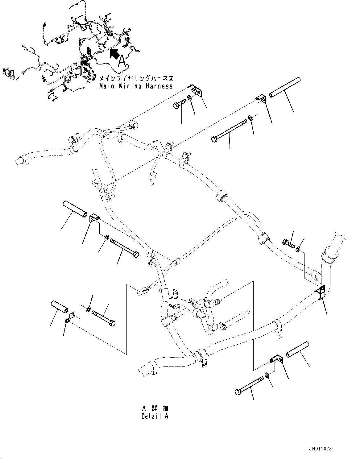 Komatsu parts book diagram for PC490LC-11 S/N 87001-UP: ELECTRIC WIRING HARNESS, MAIN WIRING HARNESS CLAMP (7/8)(#87001-)