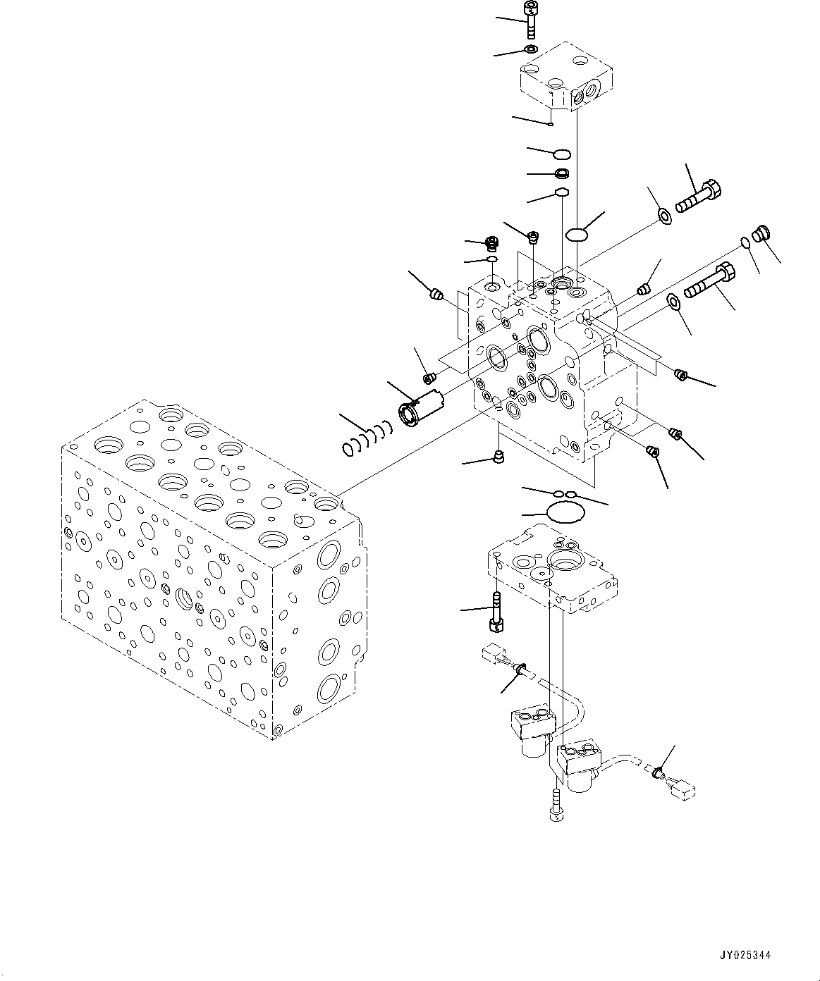 Komatsu parts book diagram for PC490LC-11 S/N 87001-UP: CONTROL VALVE, 8-SPOOL (14/24)(#85001-)