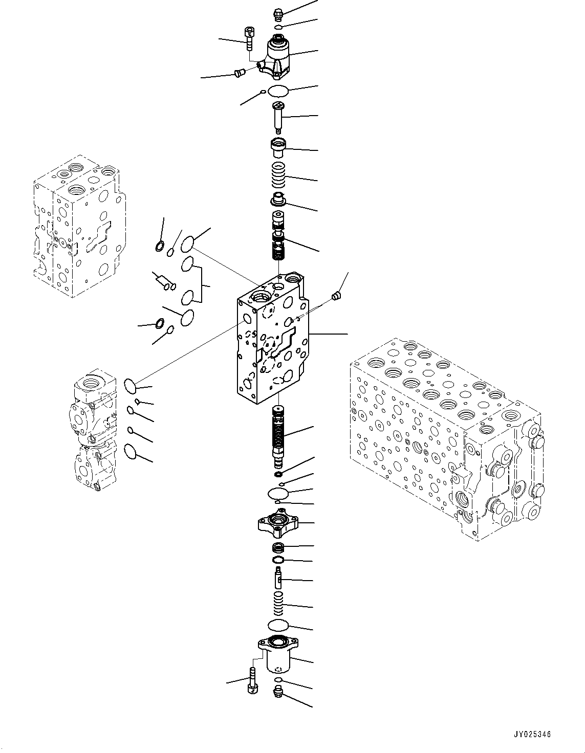 Komatsu parts book diagram for PC490LC-11 S/N 87001-UP: CONTROL VALVE, 8-SPOOL (15/24)(#85001-)