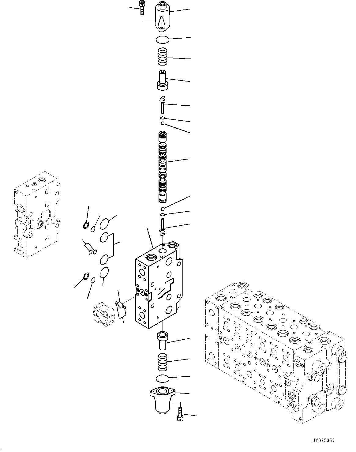 Komatsu parts book diagram for PC490LC-11 S/N 87001-UP: CONTROL VALVE, 8-SPOOL (22/24)(#85001-)