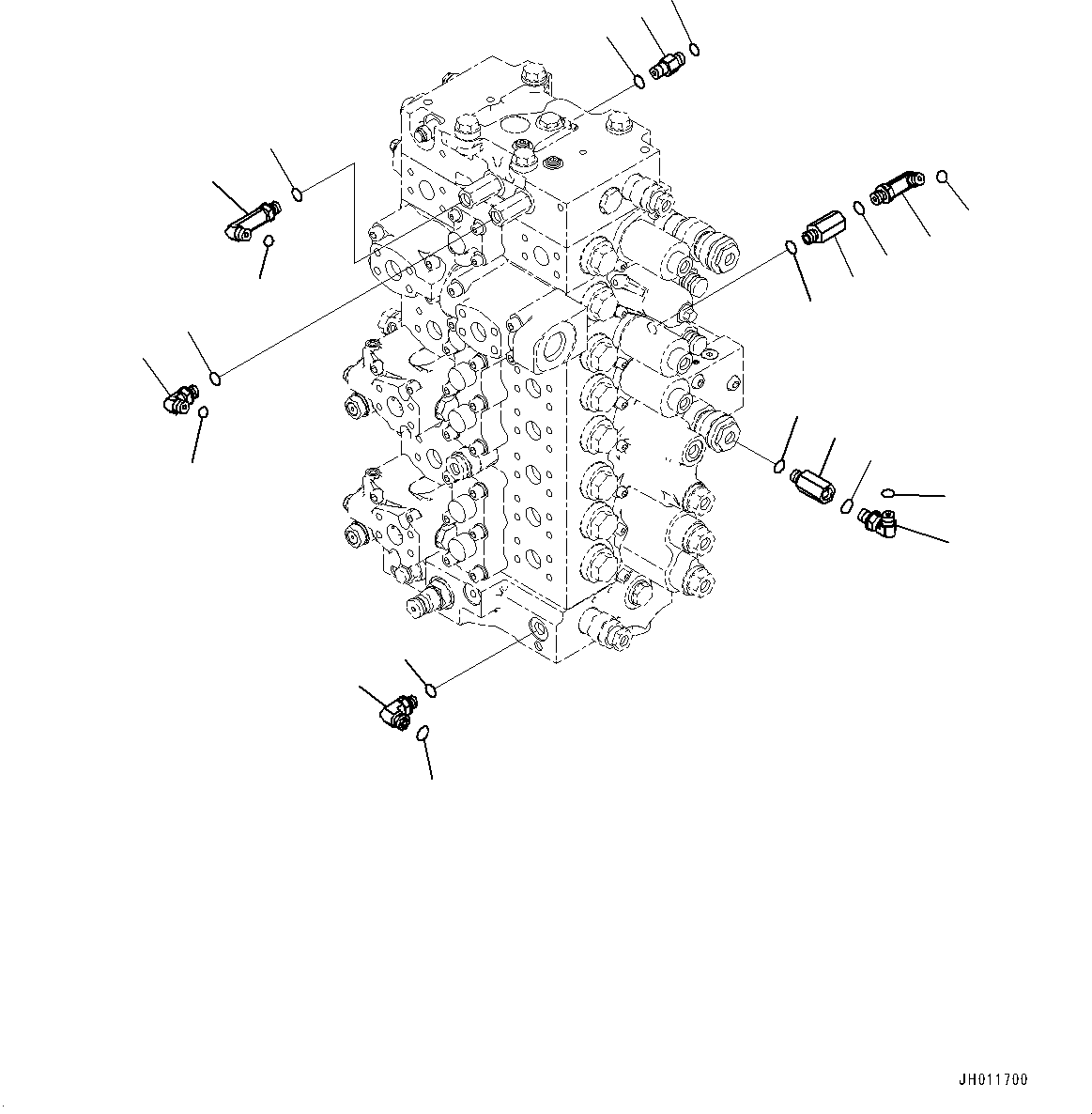 Komatsu parts book diagram for PC490LC-11 S/N 87001-UP: CONTROL VALVE, CONTROL VALVE RELATED PARTS (2/2)(#85001-85557)