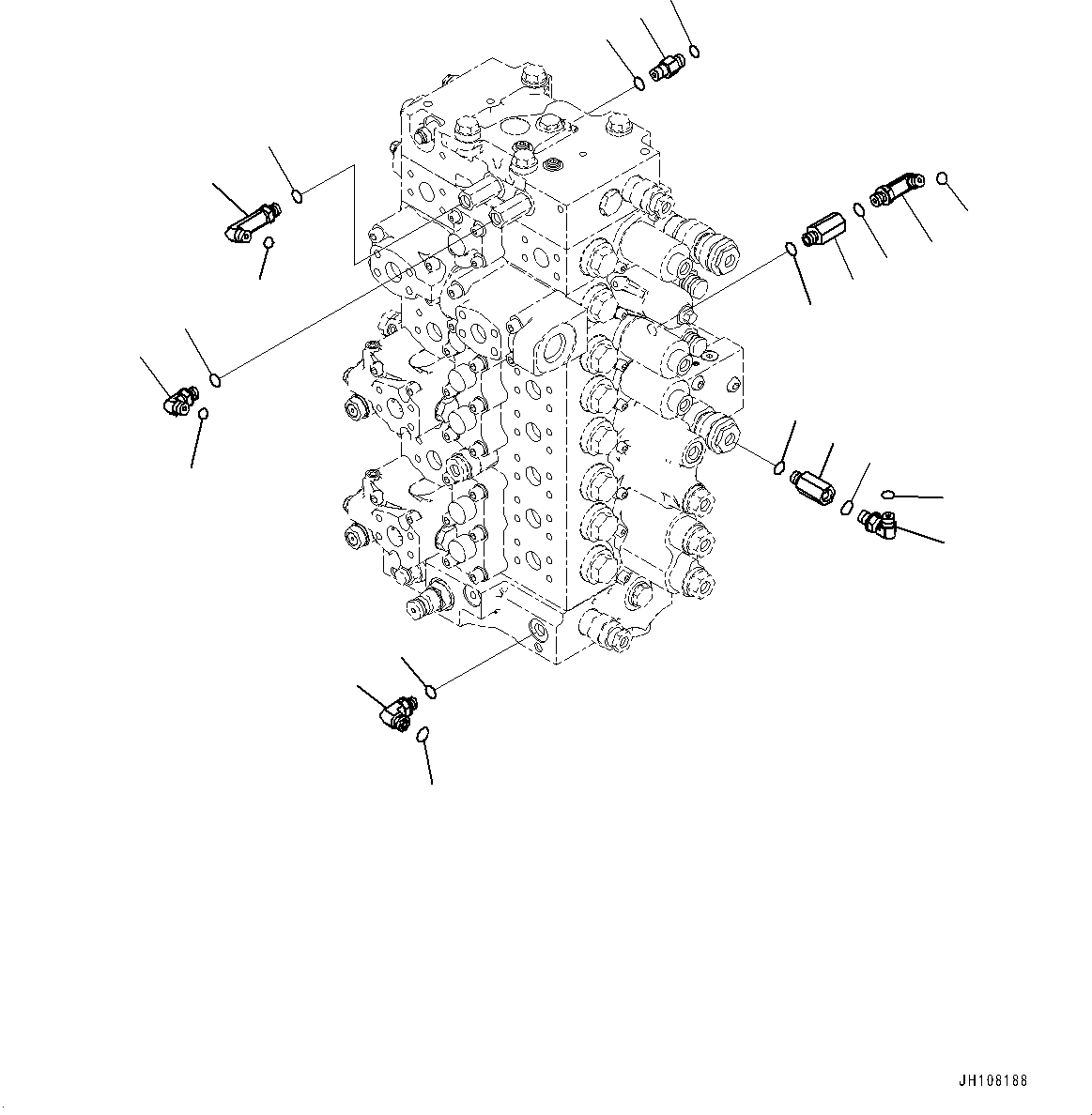 Komatsu parts book diagram for PC490LC-11 S/N 87001-UP: CONTROL VALVE, CONTROL VALVE RELATED PARTS (2/2)(#85558-)