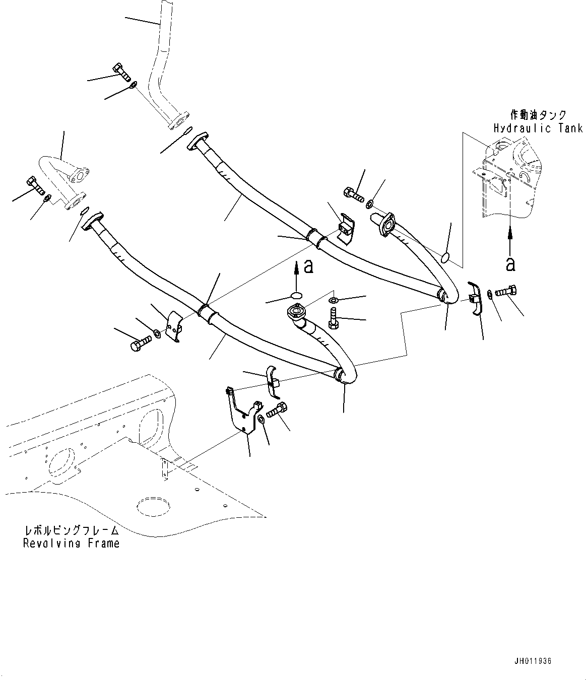 Komatsu parts book diagram for PC490LC-11 S/N 87001-UP: OIL COOLER PIPING, (#85001-)