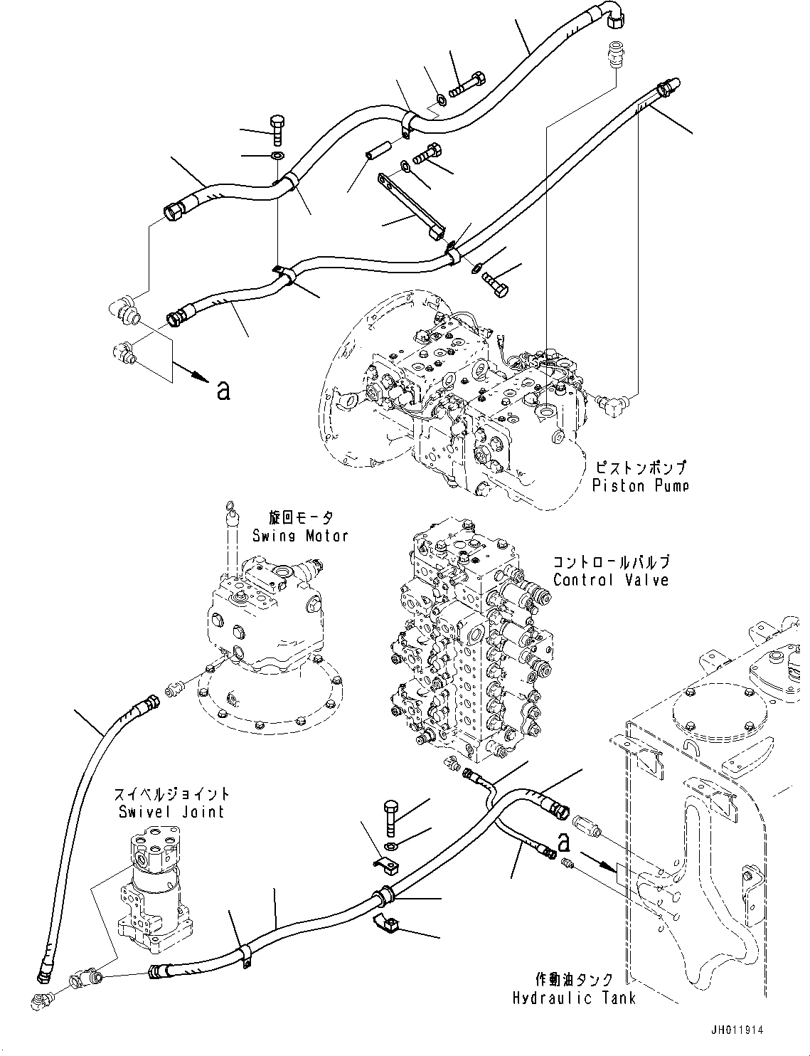 Komatsu parts book diagram for PC490LC-11 S/N 87001-UP: DRAIN PIPING, (#85001-85002)