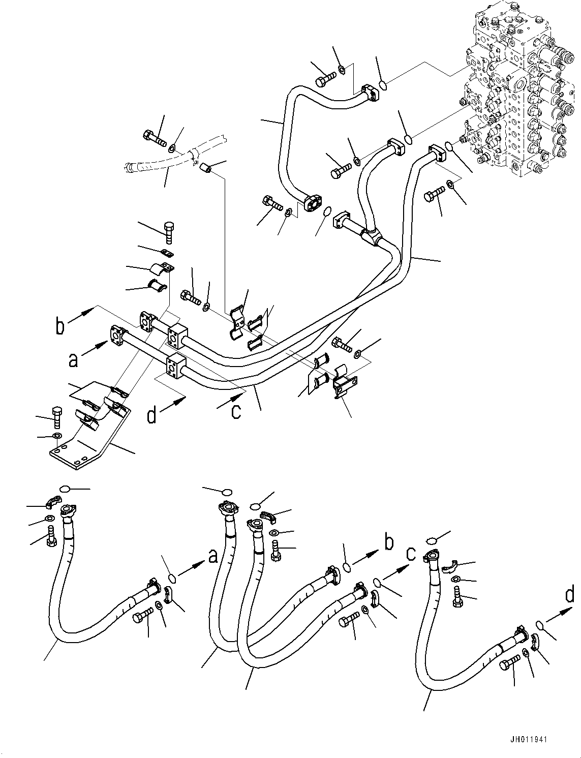 Komatsu parts book diagram for PC490LC-11 S/N 87001-UP: BOOM PIPING, (#85001-85195)