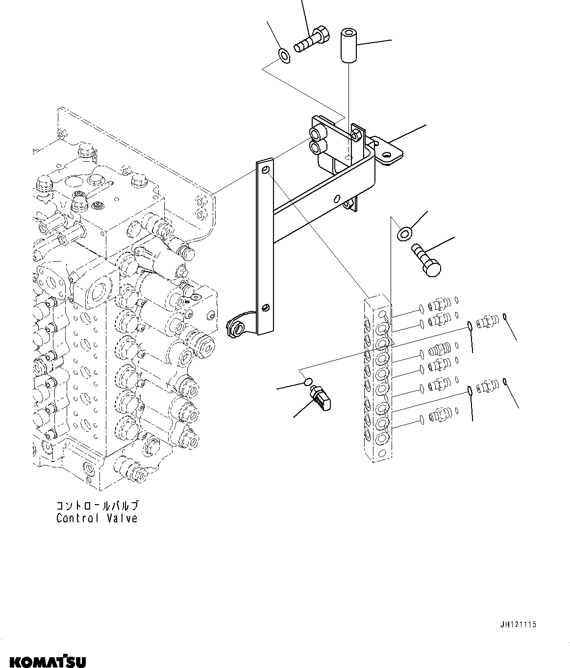 Komatsu parts book diagram for PC490LC-11 S/N 87001-UP: PRESSURE SWITCH BLOCK, VALVE BRACKET(#85001-85253)