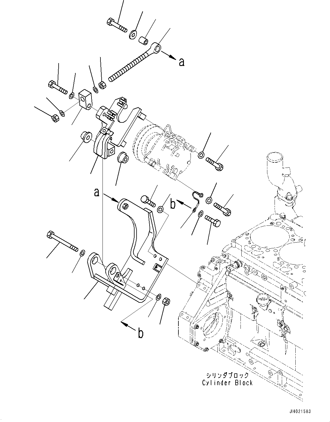 Komatsu parts book diagram for PC490LC-11 S/N 87001-UP: AIR CONDITIONER UNIT, COMPRESSOR MOUNTING(#85253-)