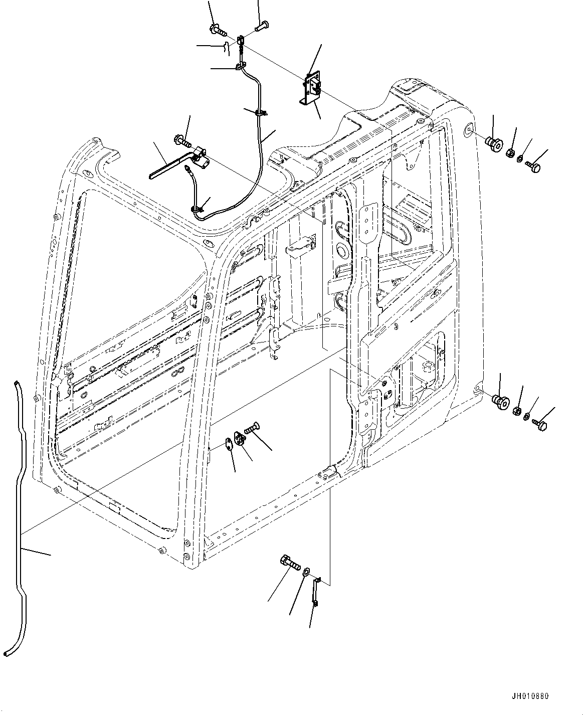 Komatsu parts book diagram for PC490LC-11 S/N 87001-UP: CAB, OPEN LOCK AND DOOR CATCH(#87001-)