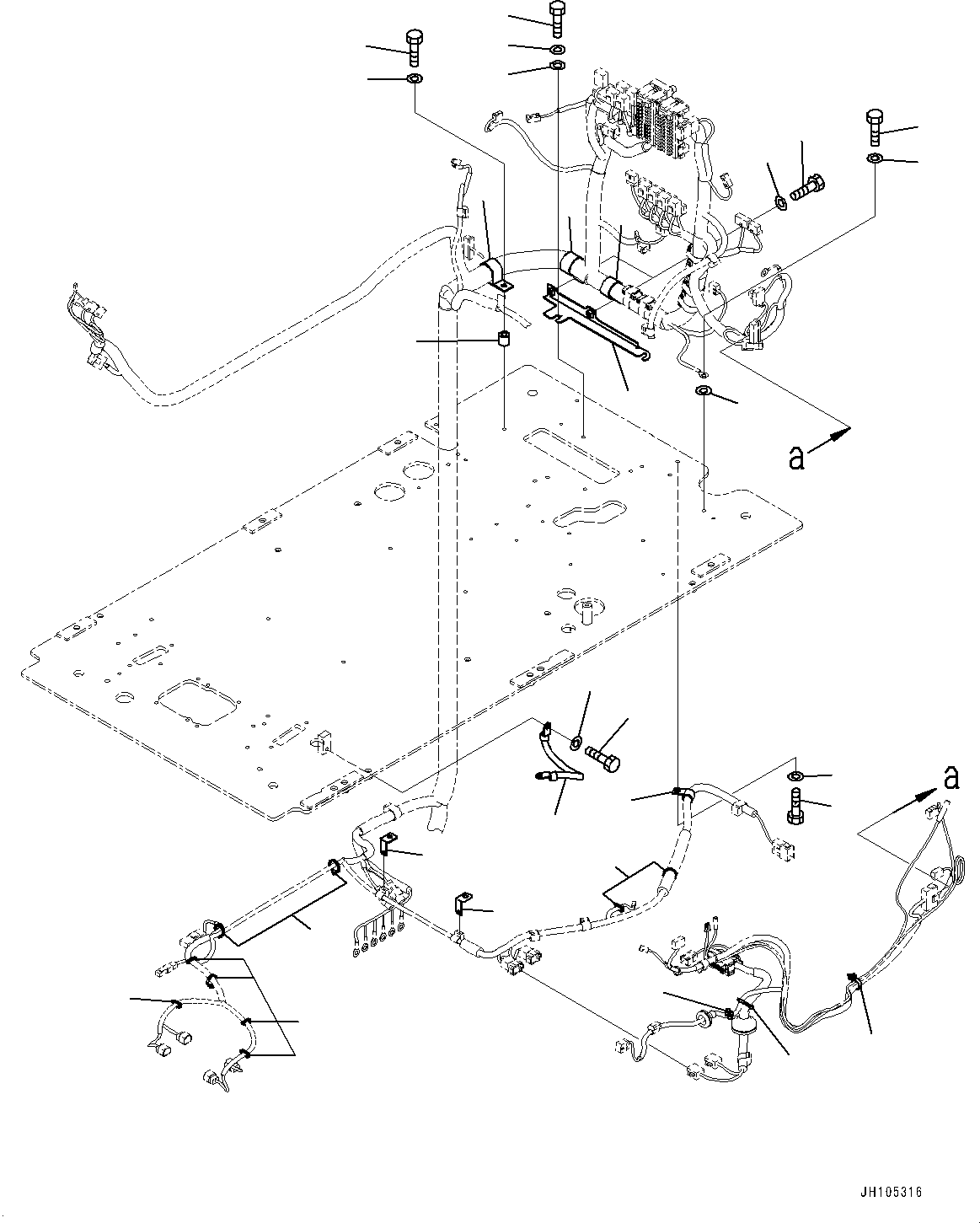 Komatsu parts book diagram for PC490LC-11 S/N 87001-UP: CAB, FLOOR, WIRING HARNESS CLAMP AND GROUND(#87001-)