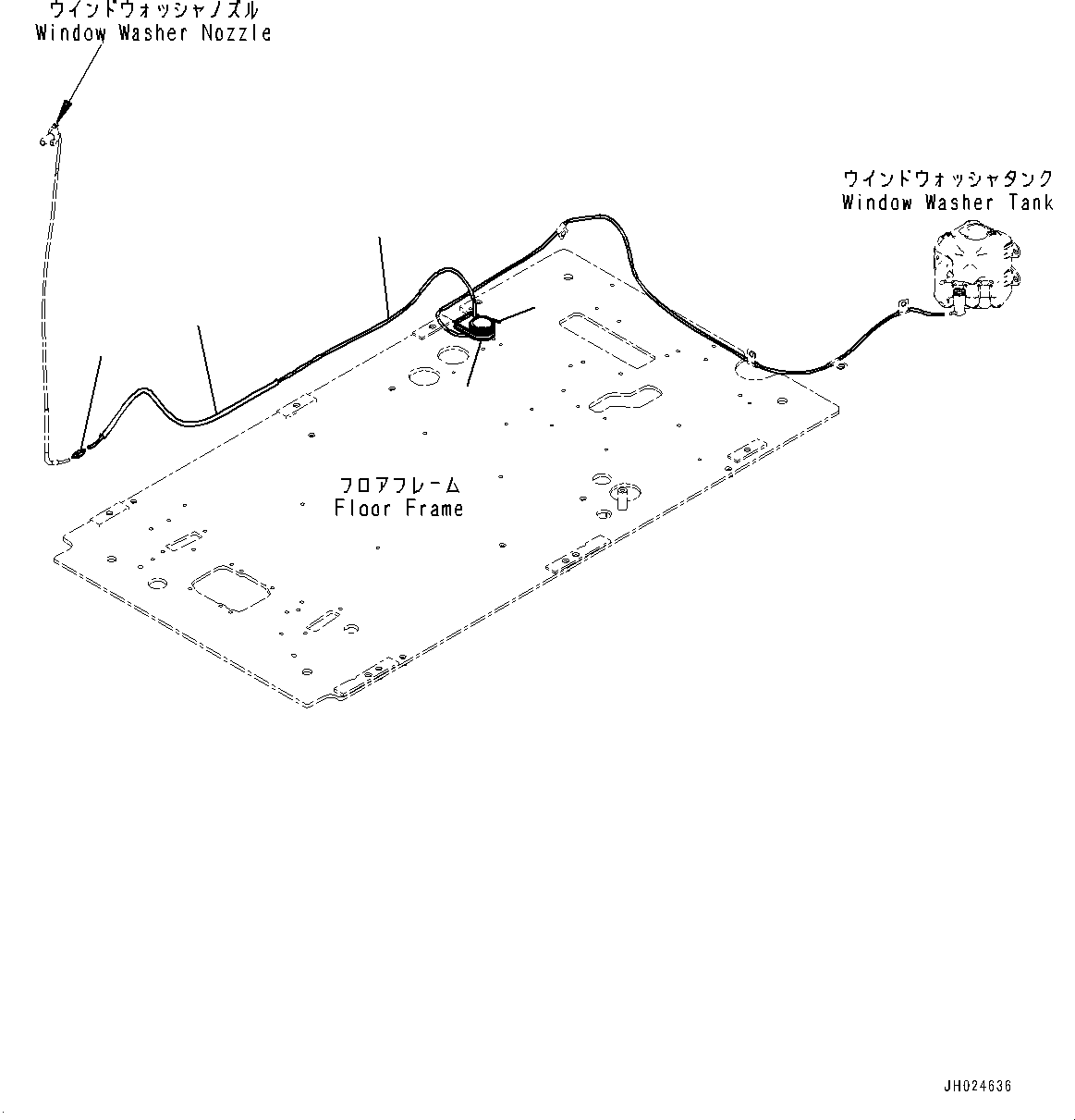 Komatsu parts book diagram for PC490LC-11 S/N 87001-UP: CAB, FLOOR, WINDOW WASHER HOSE(#87001-)