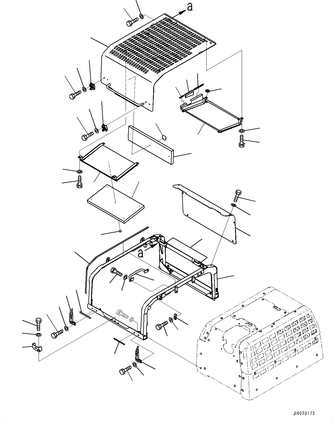 Komatsu parts book diagram for PC490LC-11 S/N 87001-UP: ENGINE HOOD, CENTER (1/2)(#85153-85588)