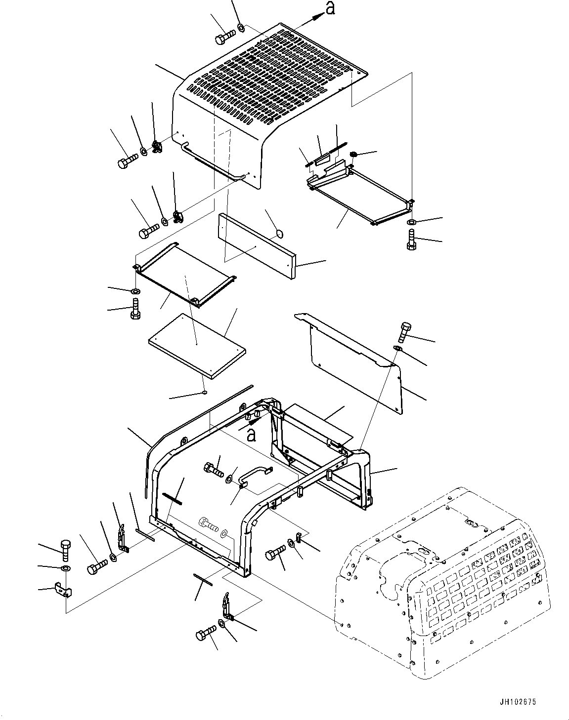 Komatsu parts book diagram for PC490LC-11 S/N 87001-UP: ENGINE HOOD, CENTER (1/2)(#85589-86273)