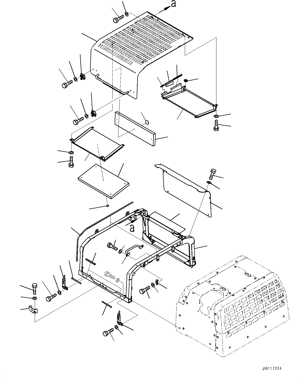Komatsu parts book diagram for PC490LC-11 S/N 87001-UP: ENGINE HOOD, CENTER (1/2)(#86274-)