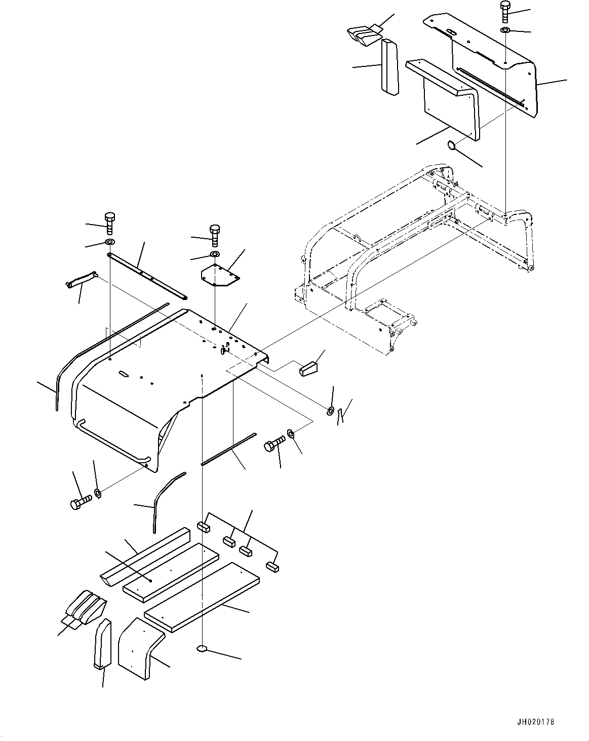 Komatsu parts book diagram for PC490LC-11 S/N 87001-UP: ENGINE HOOD, R.H. (2/2)(#85153-)