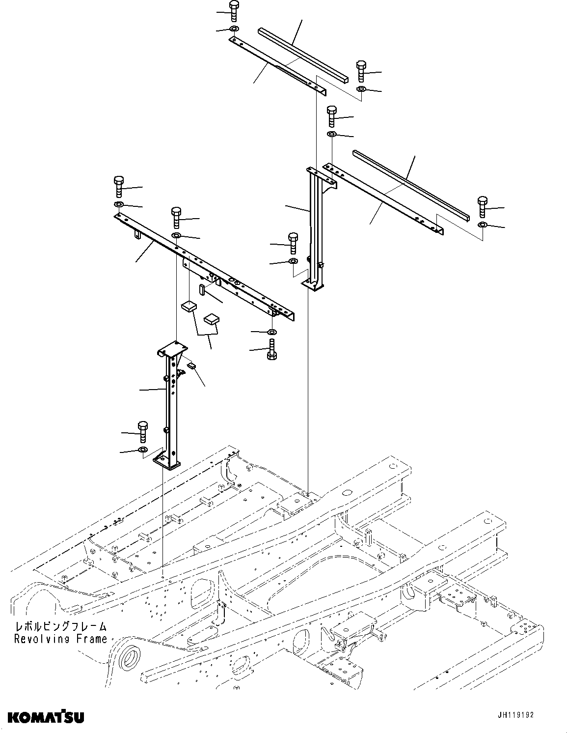Komatsu parts book diagram for PC490LC-11 S/N 87001-UP: MACHINE CAB FRAME, (#86389-)