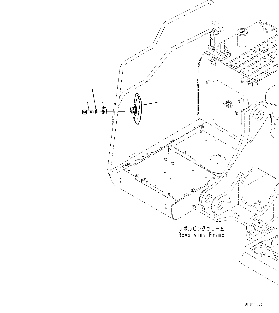 Komatsu parts book diagram for PC490LC-11 S/N 87001-UP: REARVIEW MIRROR R.H., (#85001-)