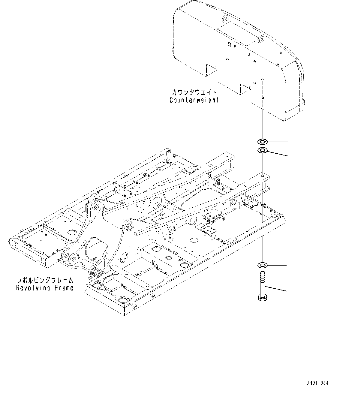Komatsu parts book diagram for PC490LC-11 S/N 87001-UP: COUNTERWEIGHT MOUNTING, (#85001-)