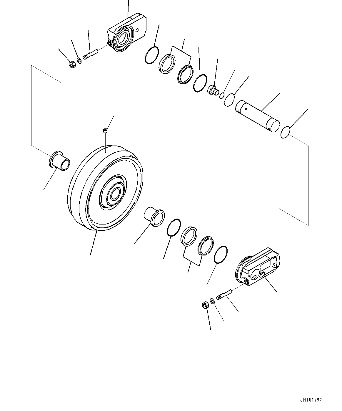 Komatsu parts book diagram for PC490LC-11 S/N 87001-UP: FRONT IDLER AND IDLER CUSHION, IDLER(#85741-)