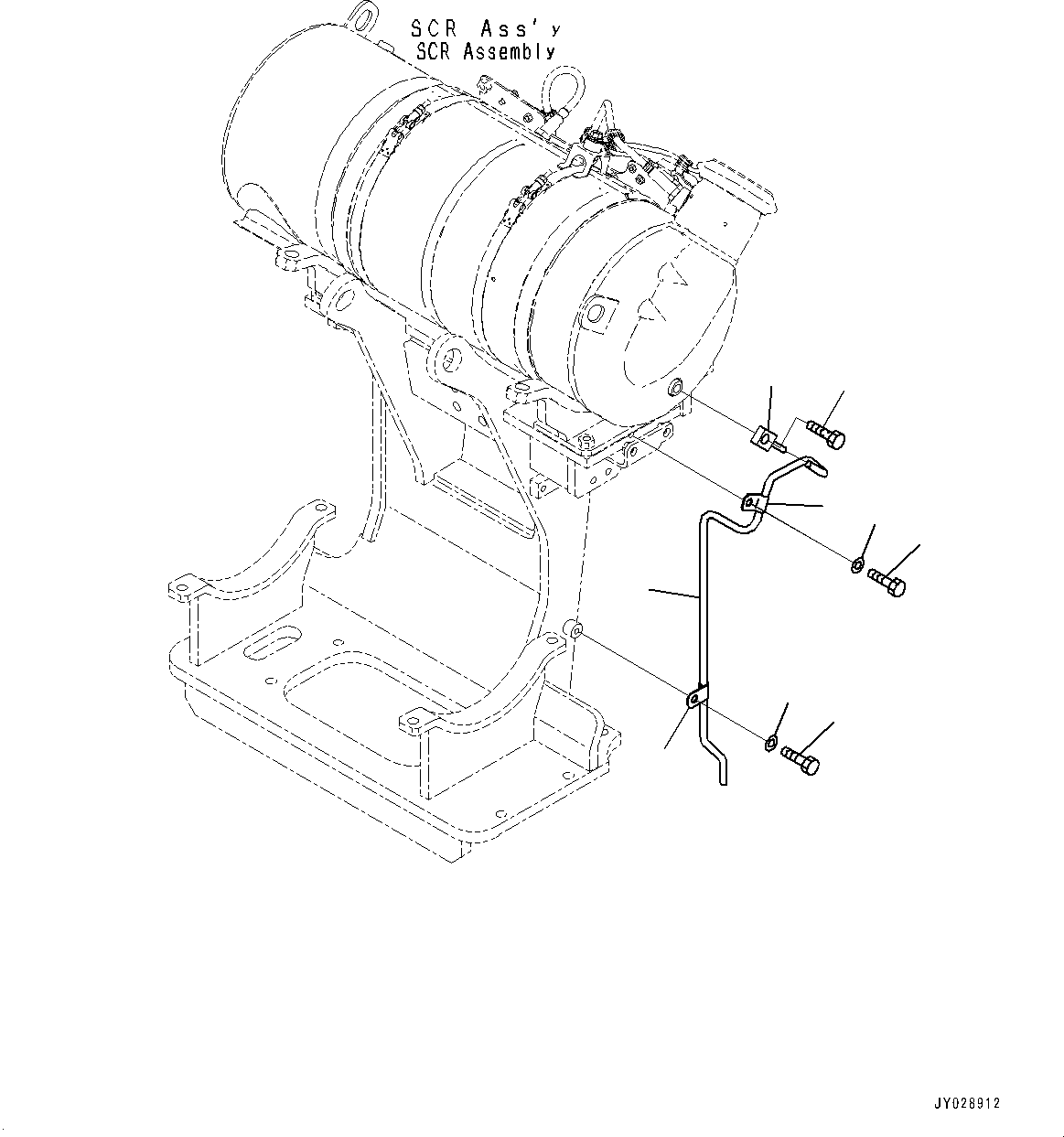 Komatsu parts book diagram for D61PX-24 S/N 48001-UP: KOMATSU DIESEL PARTICULATE FILTER (KDPF) AND SCR ASSEMBLY, SCR DRAIN PIPING(#45736-)