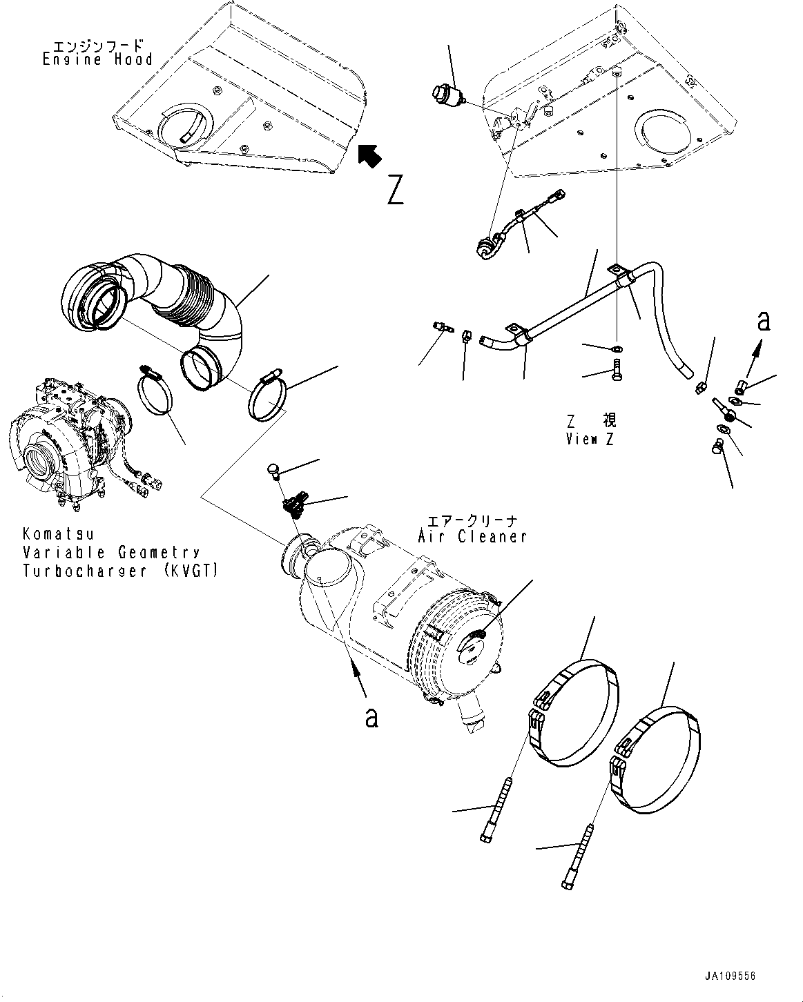 Komatsu parts book diagram for D61PX-24 S/N 48001-UP: AIR CLEANER, RELATED PARTS(#41390-)
