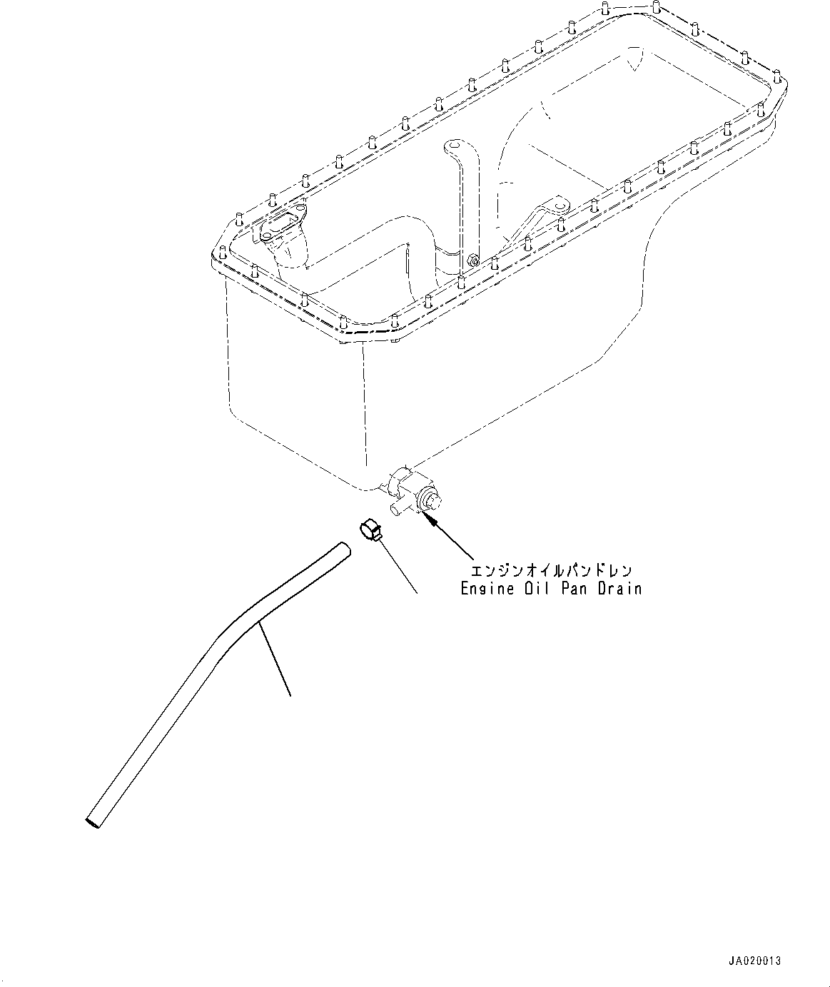 Komatsu parts book diagram for D61PX-24 S/N 48001-UP: ENGINE OIL PAN DRAIN PIPING, (#40001-)