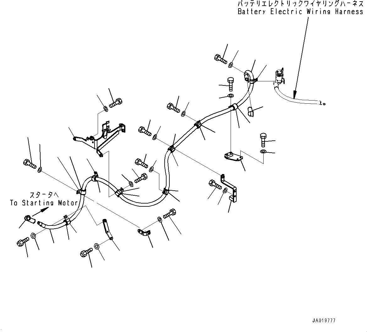 Komatsu parts book diagram for D61PX-24 S/N 48001-UP: ENGINE WIRING HARNESS, STARTING MOTOR CABLE(#46272-)