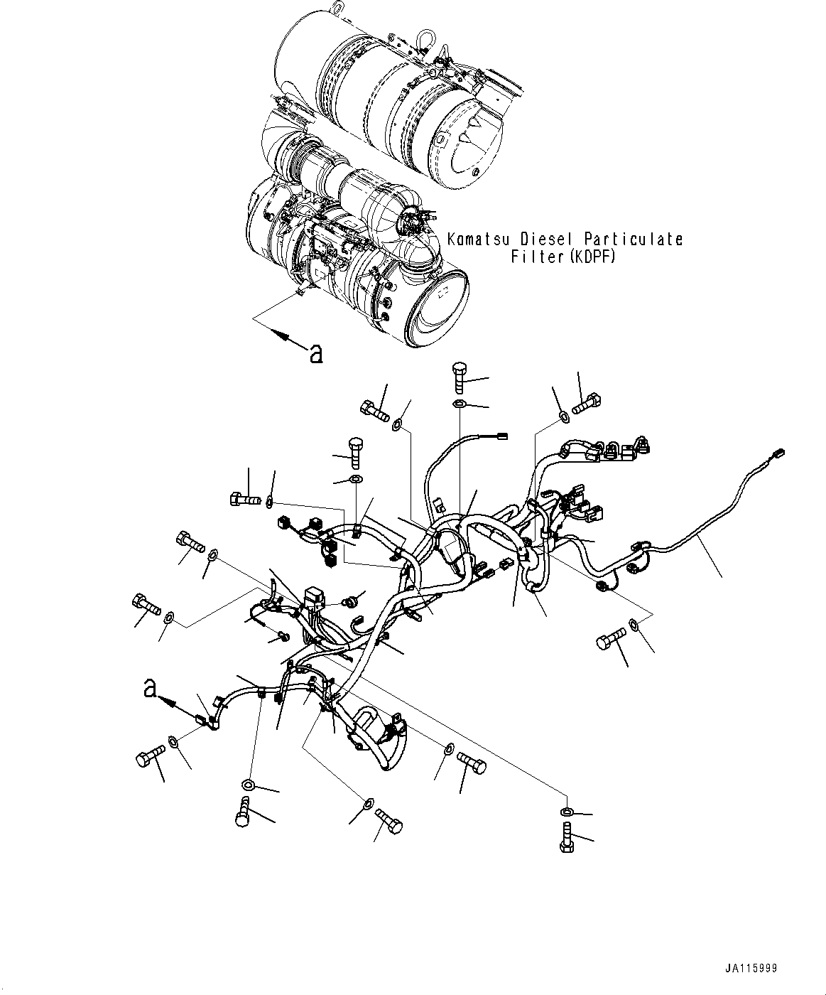 Komatsu parts book diagram for D61PX-24 S/N 48001-UP: ENGINE WIRING HARNESS, WIRING HARNESS AND MOUNTING (1/2)(#46272-)