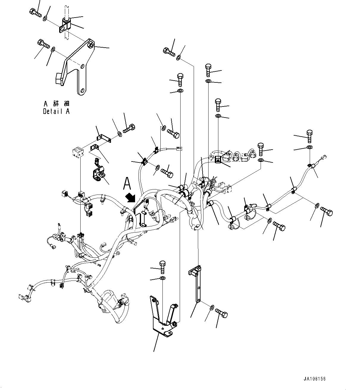 Komatsu parts book diagram for D61PX-24 S/N 48001-UP: ENGINE WIRING HARNESS, WIRING HARNESS AND MOUNTING (2/2)(#46272-)