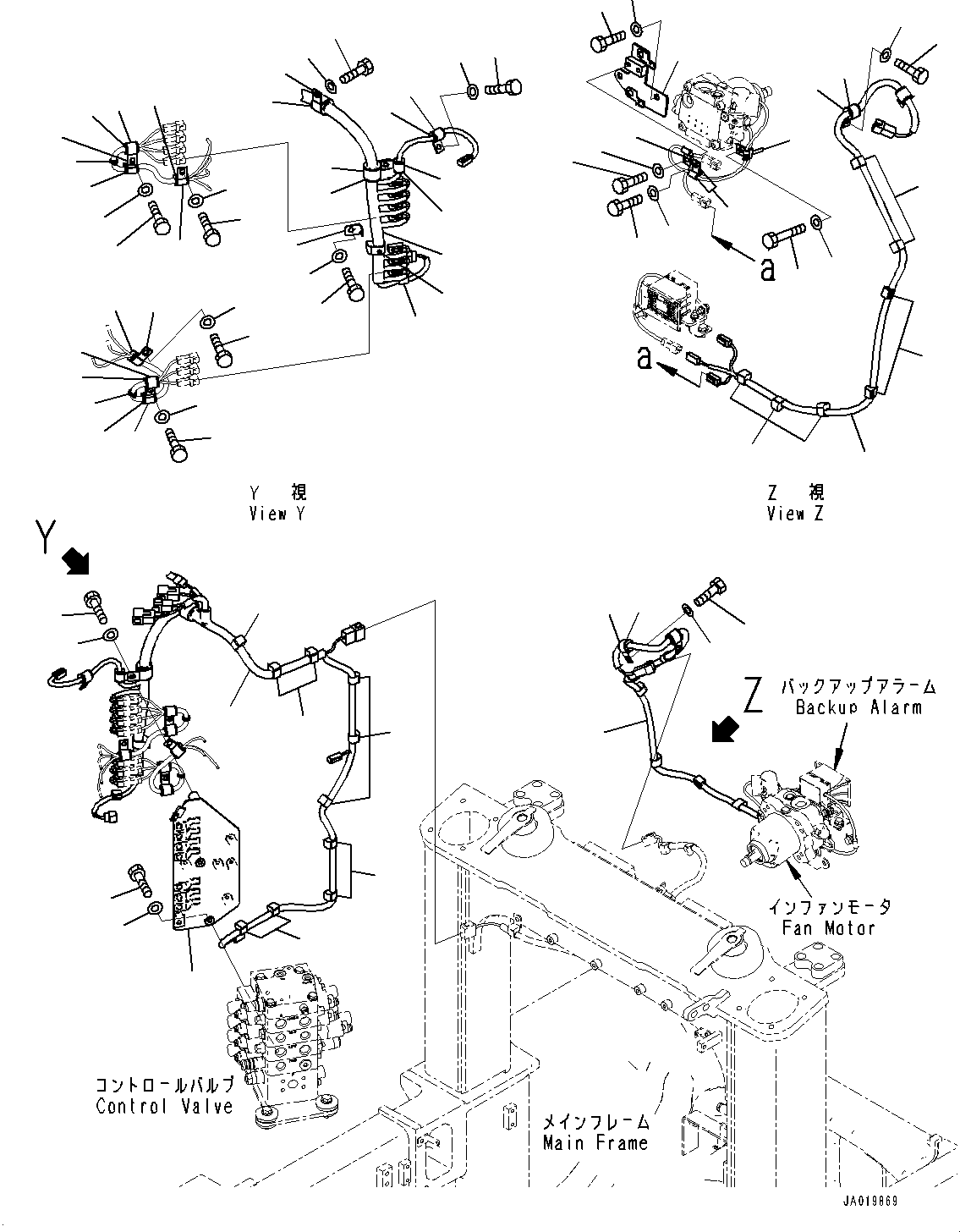 Komatsu parts book diagram for D61PX-24 S/N 48001-UP: ELECTRIC WIRING HARNESS, FAN MOTOR WIRING HARNESS(#45001-)
