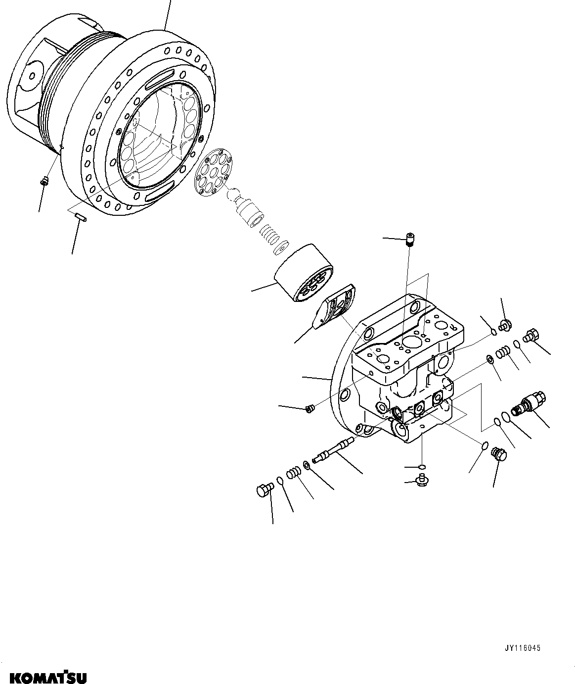 Komatsu parts book diagram for D61PX-24 S/N 48001-UP: FINAL DRIVE, HST MOTOR, L.H. (1/4)(#46685-)