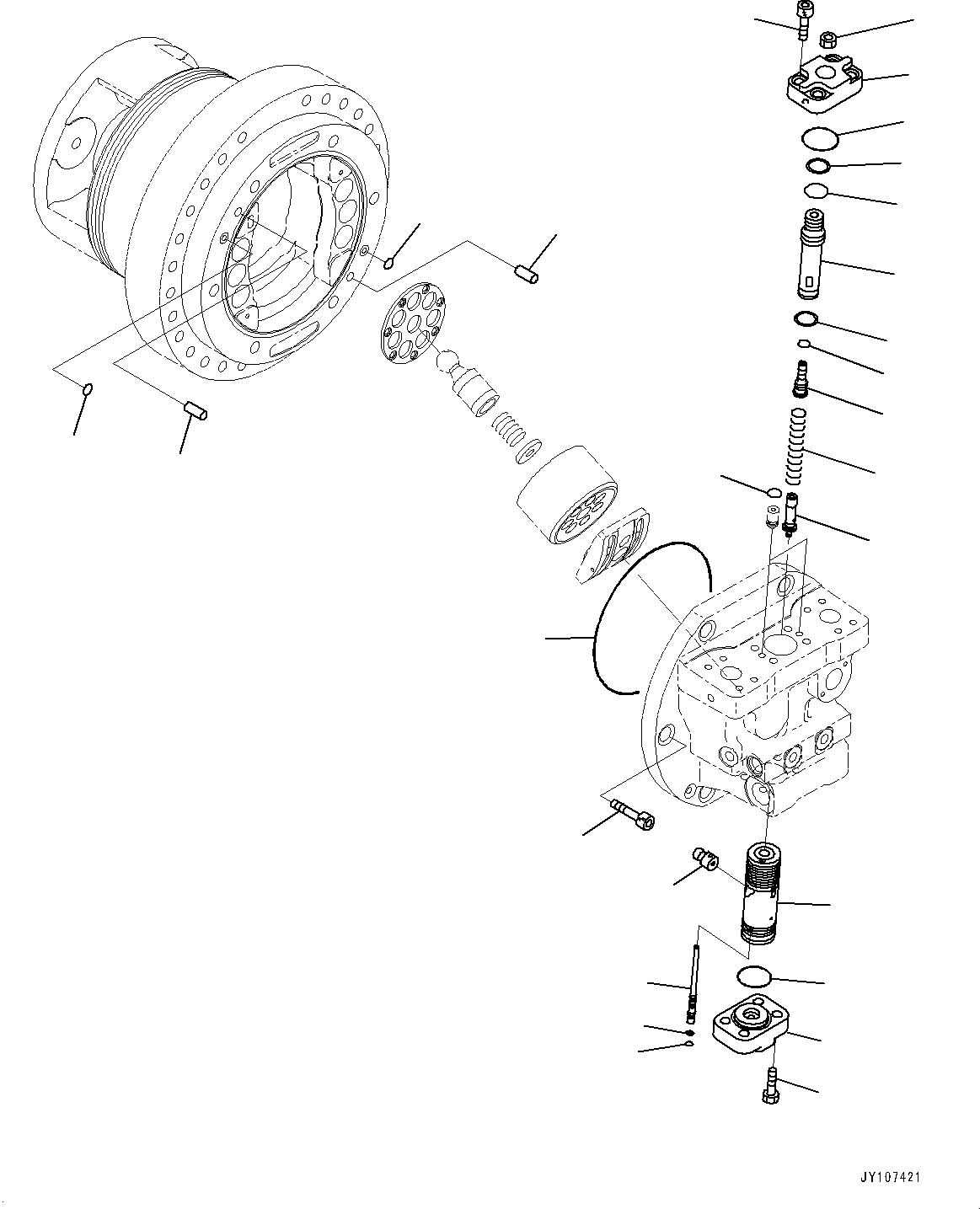 Komatsu parts book diagram for D61PX-24 S/N 48001-UP: FINAL DRIVE, HST MOTOR, L.H. (2/4)(#46685-)