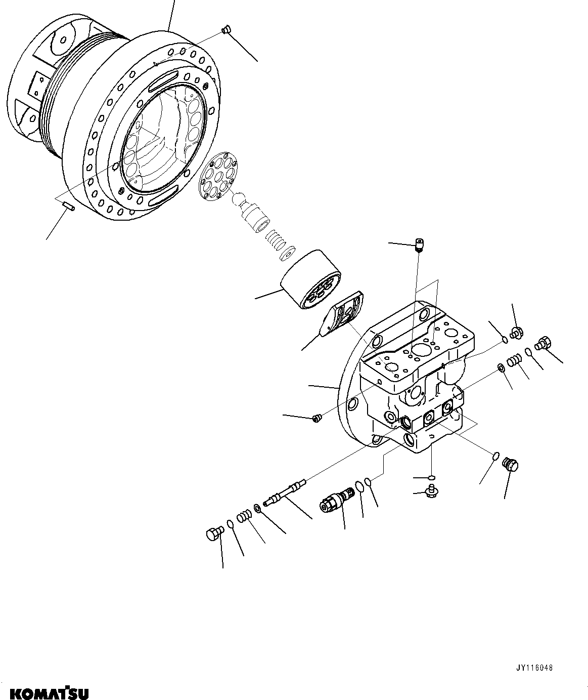 Komatsu parts book diagram for D61PX-24 S/N 48001-UP: FINAL DRIVE, HST MOTOR, R.H. (1/4)(#46685-)