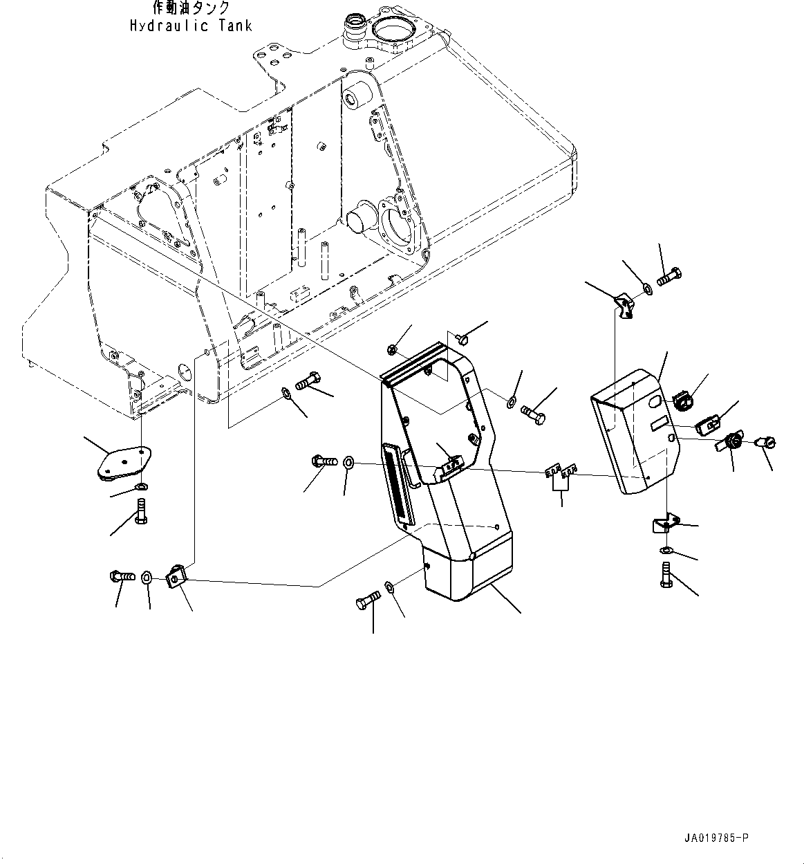 Komatsu parts book diagram for D61PX-24 S/N 48001-UP: HYDRAULIC TANK, DEF TANK COVER(#45001-)