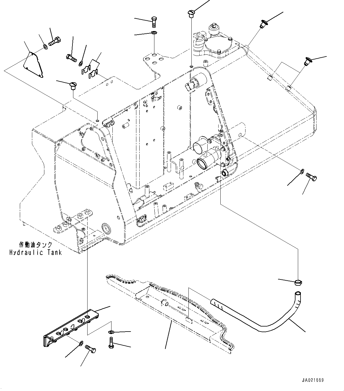 Komatsu parts book diagram for D61PX-24 S/N 48001-UP: HYDRAULIC TANK, MOUNTING(#45001-)