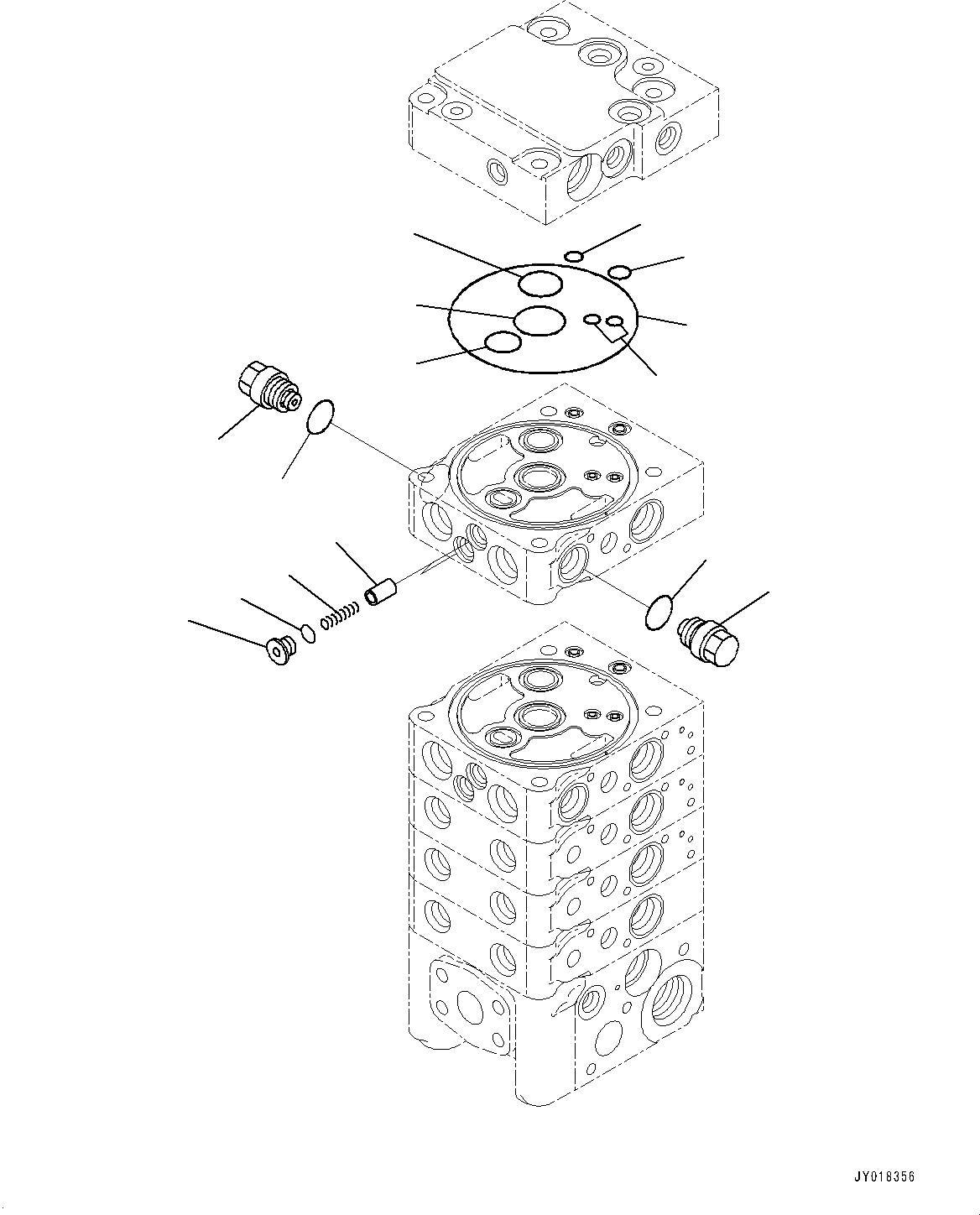 Komatsu parts book diagram for D61PX-24 S/N 48001-UP: CONTROL VALVE, 5-VALVE (11/12)(#40001-)