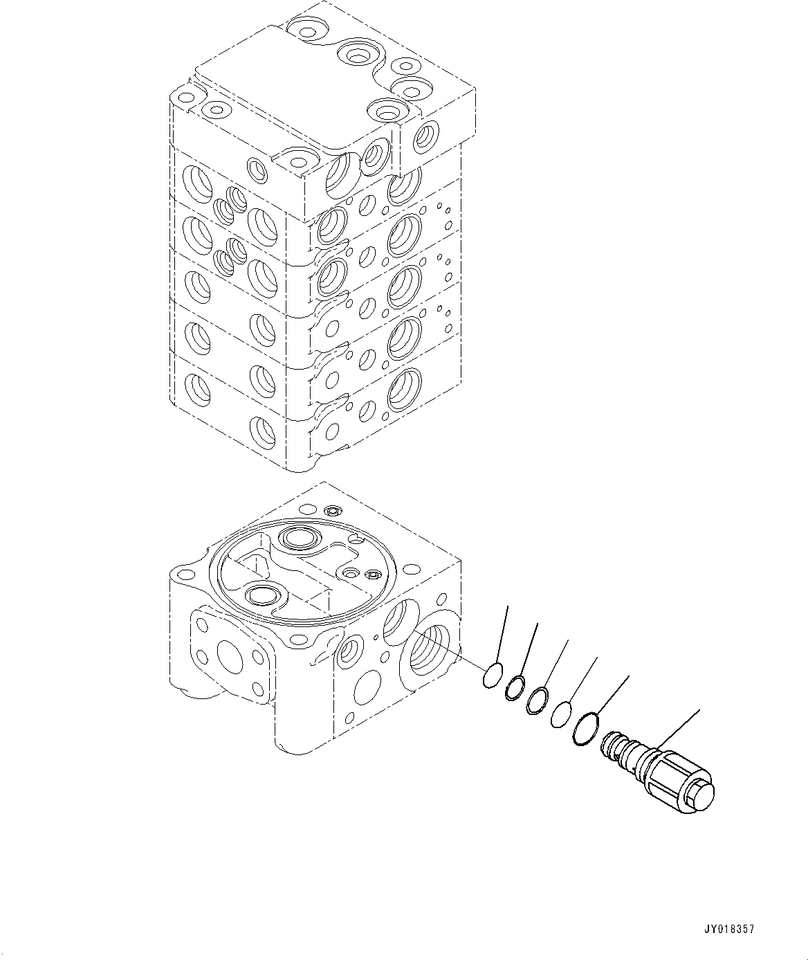 Komatsu parts book diagram for D61PX-24 S/N 48001-UP: CONTROL VALVE, 5-VALVE (12/12)(#40001-)