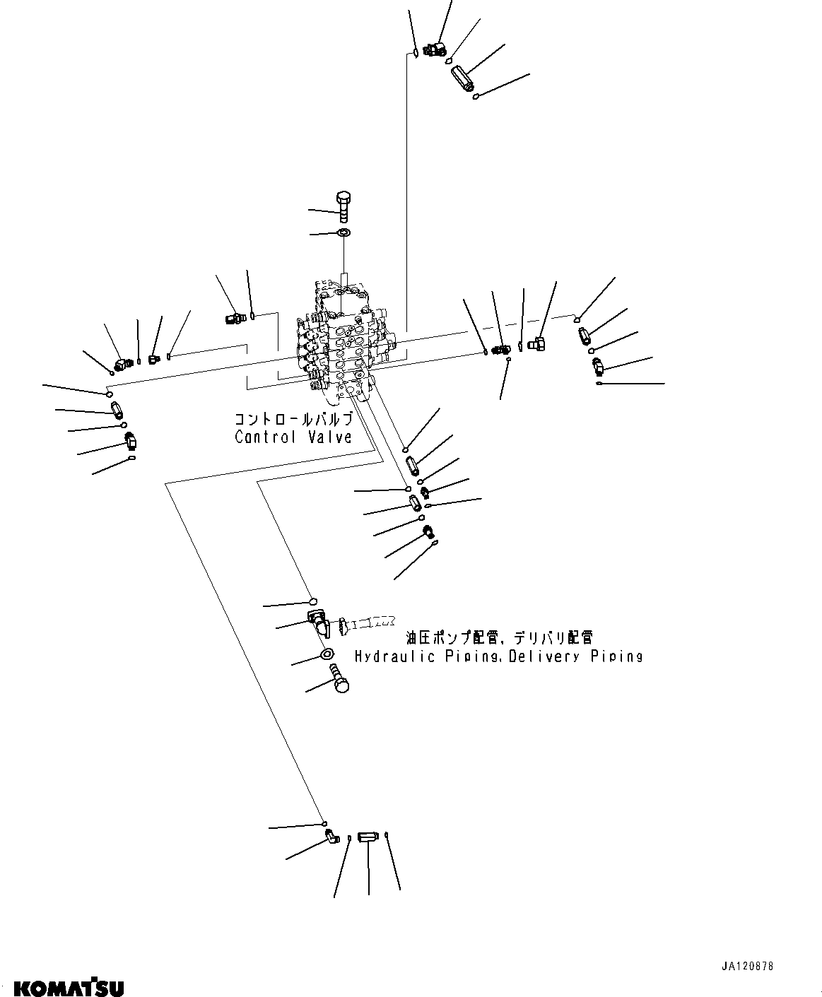 Komatsu parts book diagram for D61PX-24 S/N 48001-UP: CONTROL VALVE, ELBOW (1/2)(#46788-)
