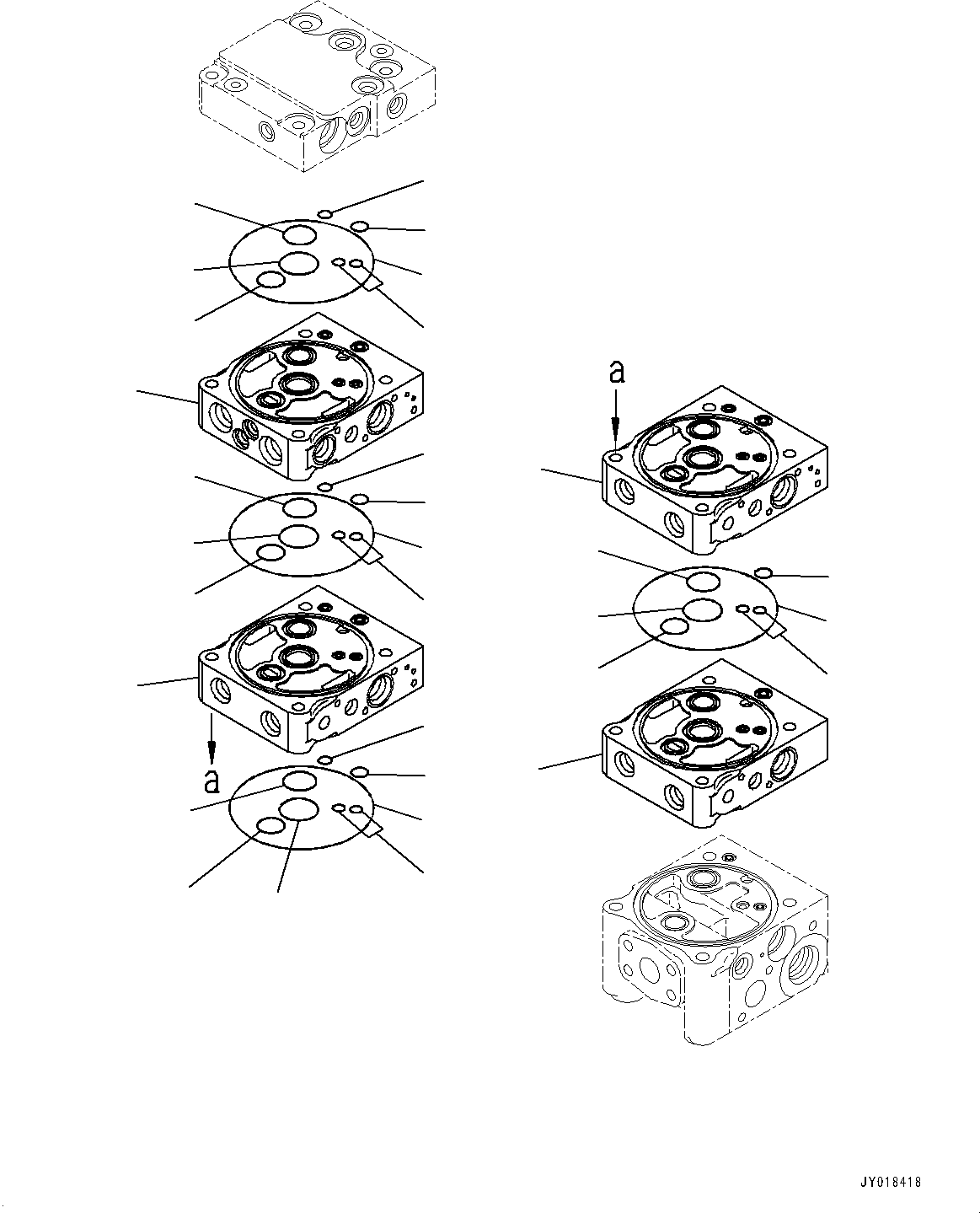 Komatsu parts book diagram for D61PX-24 S/N 48001-UP: CONTROL VALVE, 4-VALVE (1/10)(#40001-)