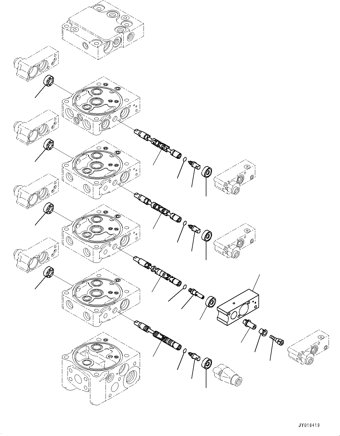 Komatsu parts book diagram for D61PX-24 S/N 48001-UP: CONTROL VALVE, 4-VALVE (2/10)(#40001-)